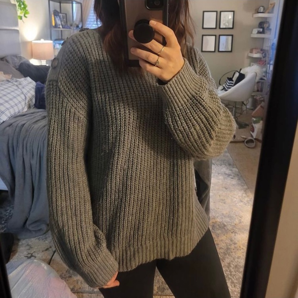 Grey Cozy Sweater with Buttons